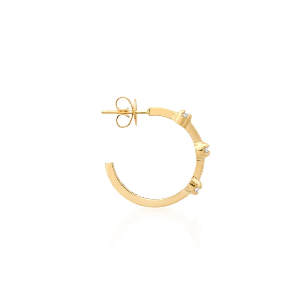 Jennifer Meyer Small Hoops with 3 Illusion Set Diamonds in 18K Yellow Gold | Fine Earrings | Coveti