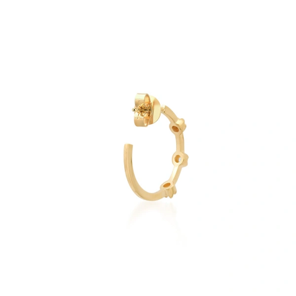 Jennifer Meyer Small Hoops with 3 Illusion Set Diamonds in 18K Yellow Gold | Fine Earrings | Coveti