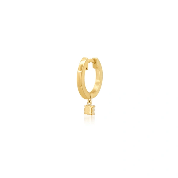 Jennifer Meyer Small Huggies with 4 Prong Set Diamond Drop in 18K Yellow Gold | Fine Earrings | Coveti