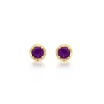 Jennifer Meyer Small Illusion Set Amethyst Studs in 18K Yellow Gold | Fine Earrings | Coveti
