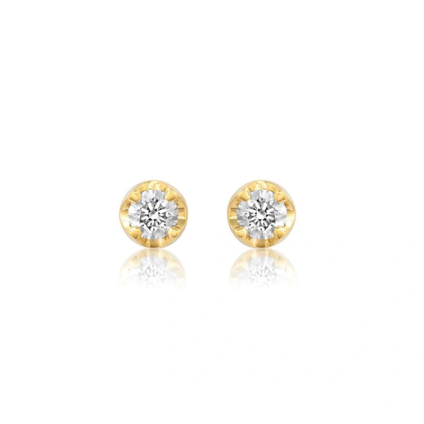 Jennifer Meyer Small Illusion Set Diamond Studs in 18K Yellow Gold | Fine Earrings | Coveti
