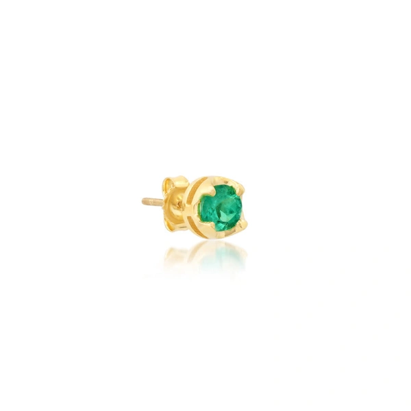 Jennifer Meyer Small Illusion Set Emerald Studs in 18K Yellow Gold | Fine Earrings | Coveti