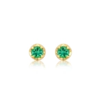 Jennifer Meyer Small Illusion Set Emerald Studs in 18K Yellow Gold | Fine Earrings | Coveti