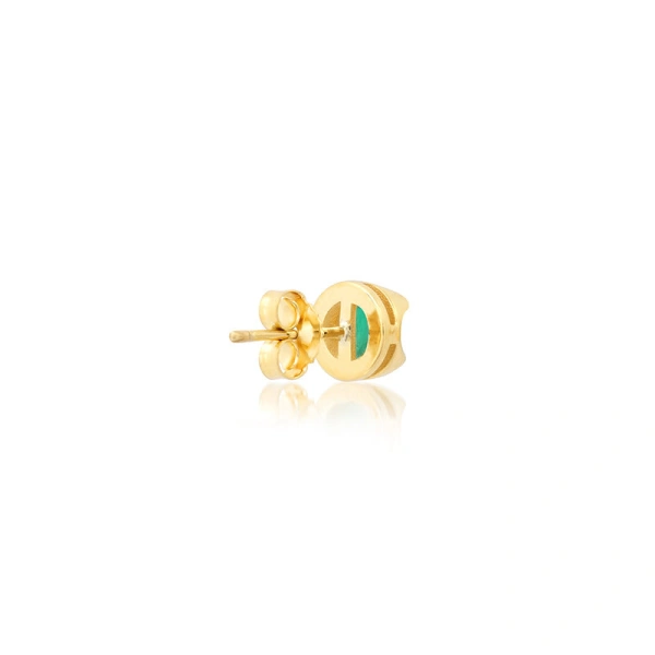 Jennifer Meyer Small Illusion Set Emerald Studs in 18K Yellow Gold | Fine Earrings | Coveti
