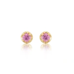 Jennifer Meyer Small Illusion Set Pink Sapphire Studs in 18K Yellow Gold | Fine Earrings | Coveti