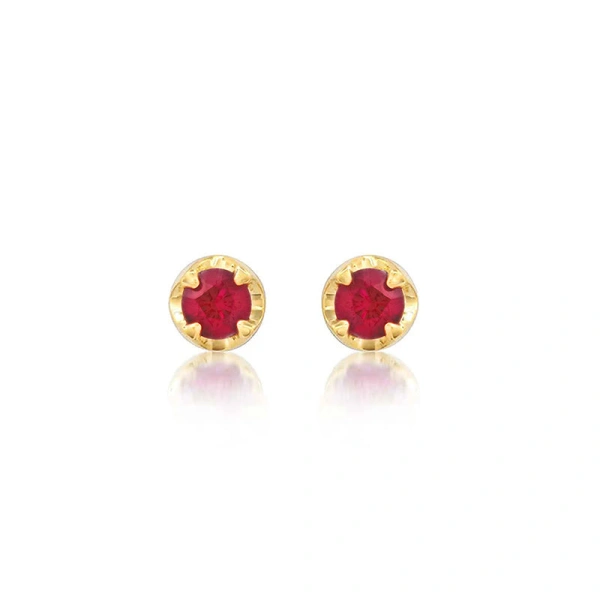 Jennifer Meyer Small Illusion Set Ruby Studs in 18K Yellow Gold | Fine Earrings | Coveti