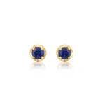 Jennifer Meyer Small Illusion Set Sapphire Studs in 18K Yellow Gold | Fine Earrings | Coveti