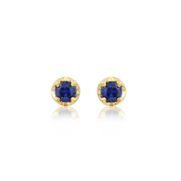 Jennifer Meyer Small Illusion Set Sapphire Studs in 18K Yellow Gold | Fine Earrings | Coveti