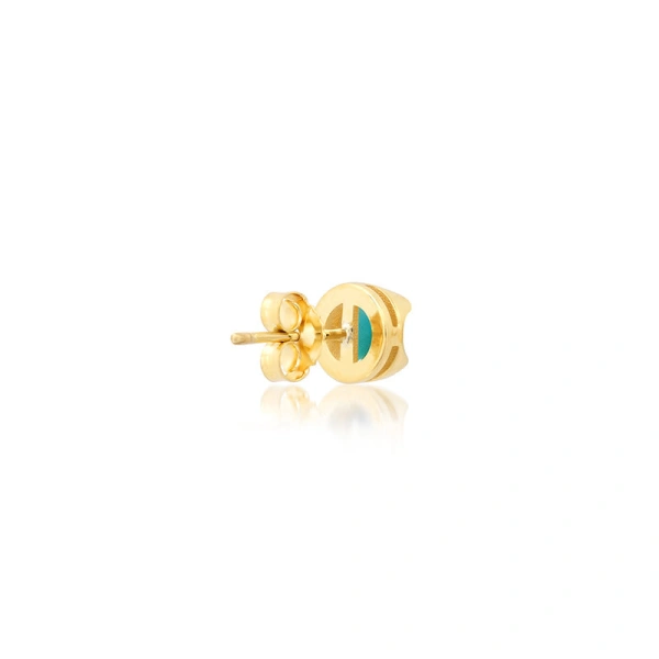 Jennifer Meyer Small Illusion Set Turquoise Studs in 18K Yellow Gold | Fine Earrings | Coveti