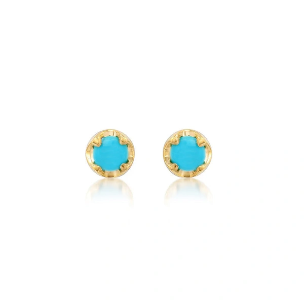 Jennifer Meyer Small Illusion Set Turquoise Studs in 18K Yellow Gold | Fine Earrings | Coveti