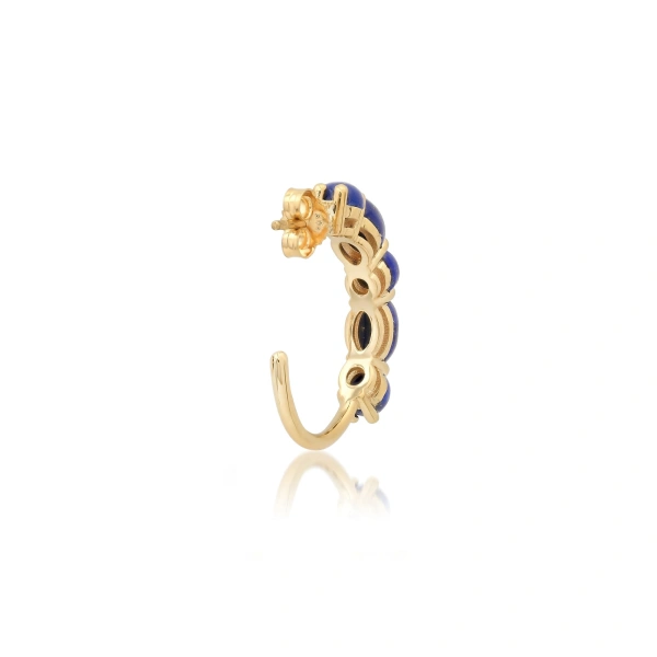 Jennifer Meyer Small Lapis Mosaic Hoops in 18K Yellow Gold | Fine Earrings | Coveti