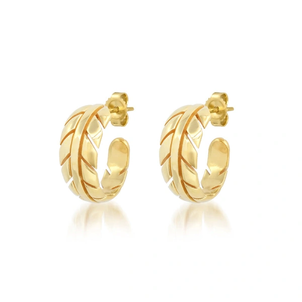 Jennifer Meyer Small Leaf Hoops in 18K Yellow Gold | Fine Earrings | Coveti