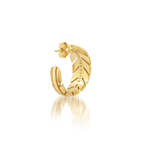 Jennifer Meyer Small Leaf Hoops in 18K Yellow Gold | Fine Earrings | Coveti