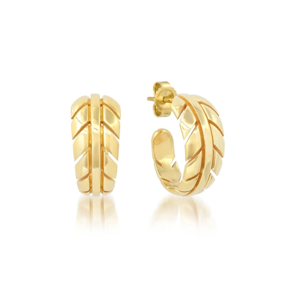 Jennifer Meyer Small Leaf Hoops in 18K Yellow Gold | Fine Earrings | Coveti