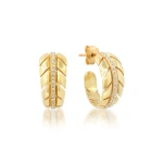 Jennifer Meyer Small Leaf Hoops with Diamonds in 18K Yellow Gold | Fine Earrings | Coveti