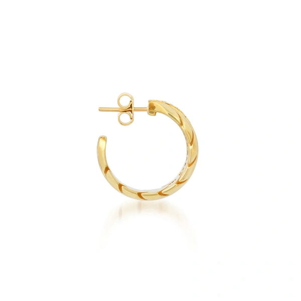 Jennifer Meyer Small Leaf Hoops with Diamonds in 18K Yellow Gold | Fine Earrings | Coveti
