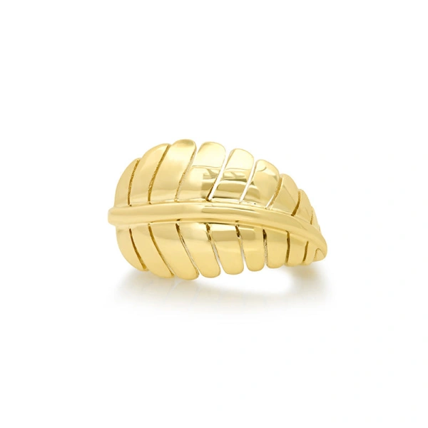 Jennifer Meyer Small Leaf Ring in 18K Yellow Gold | Fine Rings | Coveti