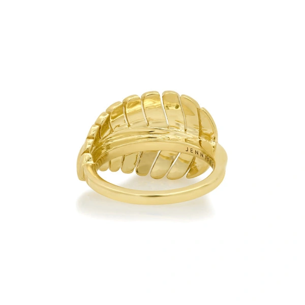 Jennifer Meyer Small Leaf Ring in 18K Yellow Gold | Fine Rings | Coveti