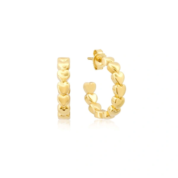 Jennifer Meyer Small Luxe Heart Hoops in 18K Yellow Gold | Fine Earrings | Coveti