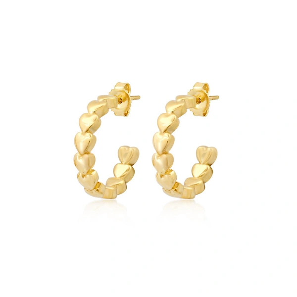 Jennifer Meyer Small Luxe Heart Hoops in 18K Yellow Gold | Fine Earrings | Coveti