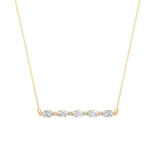 Jennifer Meyer Small Marquise Cut Diamond Bar Necklace in 18K Yellow Gold | Fine Necklaces | Coveti