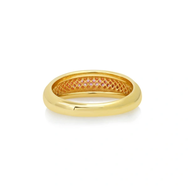 Jennifer Meyer Small Pink Sapphire Dome Ring in 18K Yellow Gold | Fine Rings | Coveti
