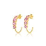 Jennifer Meyer Small Pink Sapphire Graduated Hoops in 18K Yellow Gold | Fine Earrings | Coveti