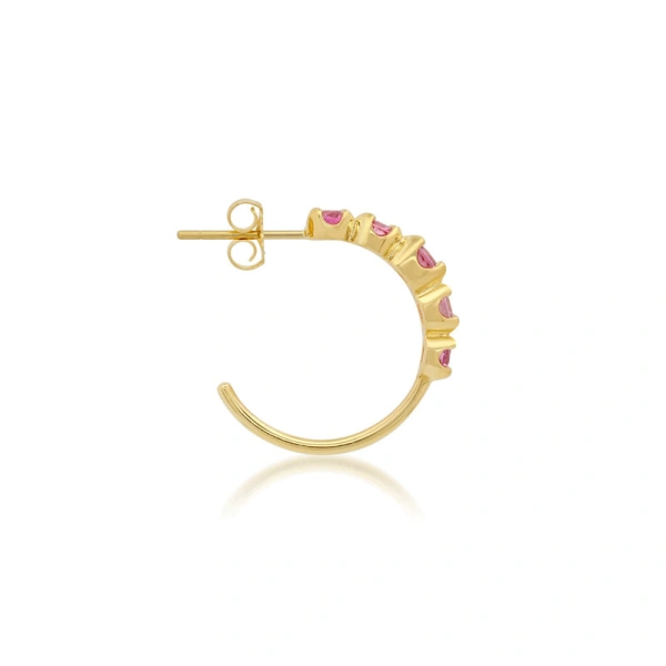Jennifer Meyer Small Pink Sapphire Graduated Hoops in 18K Yellow Gold | Fine Earrings | Coveti