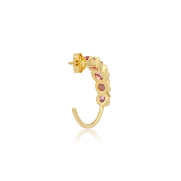 Jennifer Meyer Small Pink Sapphire Graduated Hoops in 18K Yellow Gold | Fine Earrings | Coveti