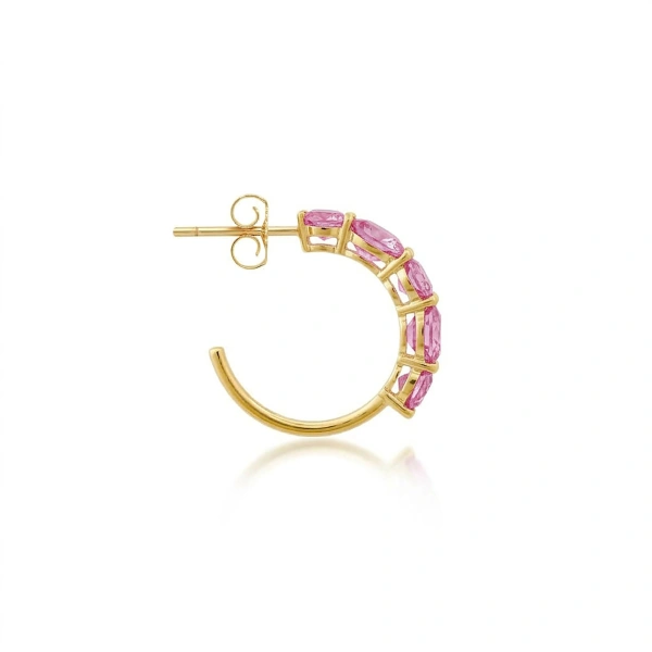 Jennifer Meyer Small Pink Sapphire Mosaic Hoops in 18K Yellow Gold | Fine Earrings | Coveti