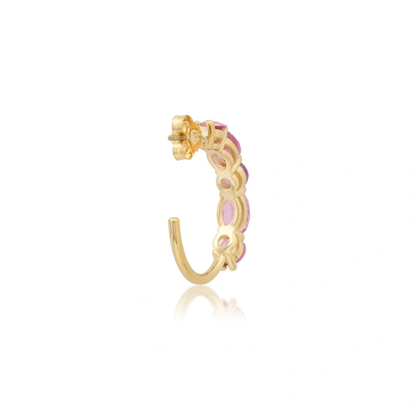 Jennifer Meyer Small Pink Sapphire Mosaic Hoops in 18K Yellow Gold | Fine Earrings | Coveti