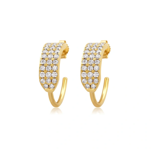 Jennifer Meyer Small Triple Diamond Row Hoops in 18K Yellow Gold | Fine Earrings | Coveti