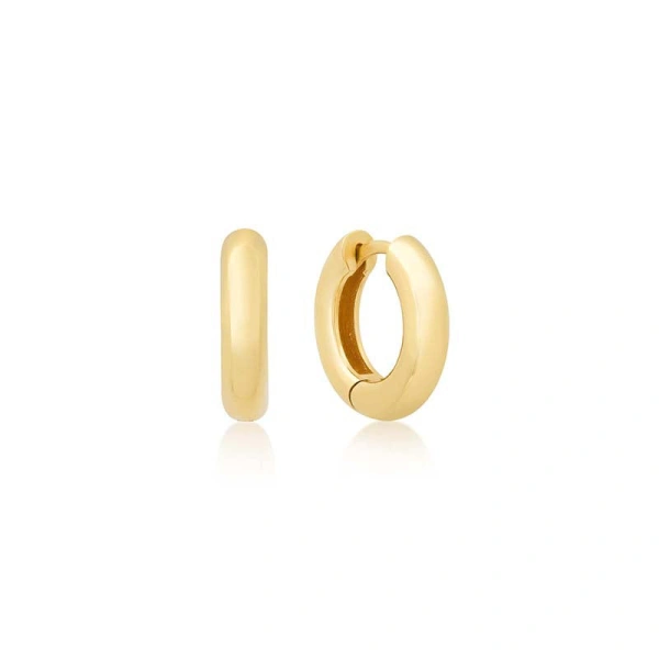 Jennifer Meyer Small Tubular Huggies in 18K Yellow Gold | Fine Earrings | Coveti