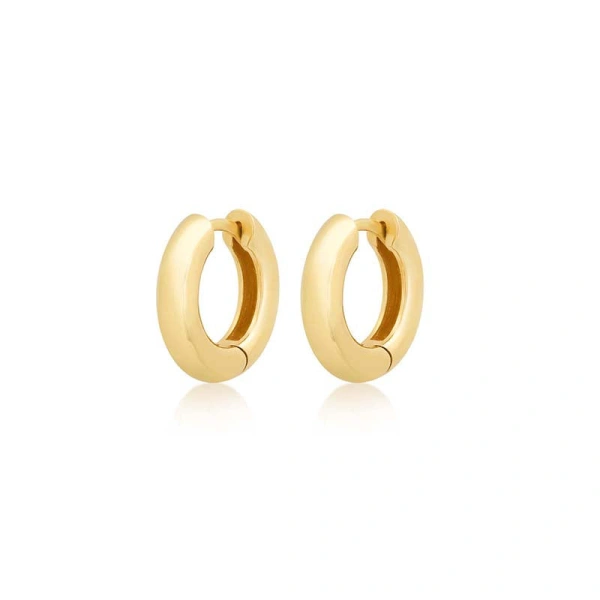 Jennifer Meyer Small Tubular Huggies in 18K Yellow Gold | Fine Earrings | Coveti