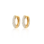 Jennifer Meyer Small Tubular Huggies with Diamond Pave in 18K Yellow Gold | Fine Earrings | Coveti