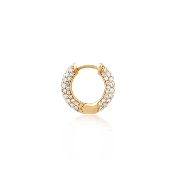 Jennifer Meyer Small Tubular Huggies with Diamond Pave in 18K Yellow Gold | Fine Earrings | Coveti