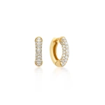 Jennifer Meyer Small Tubular Huggies with Front Diamonds in 18K Yellow Gold | Fine Earrings | Coveti