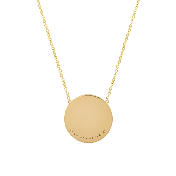 Jennifer Meyer Small Turquoise Inlay Circle Necklace with Diamond and Heart Detail in 18K Yellow Gold | Fine Necklaces | Coveti