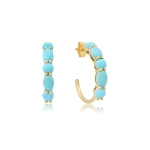 Jennifer Meyer Small Turquoise Mosaic Hoops in 18K Yellow Gold | Fine Earrings | Coveti