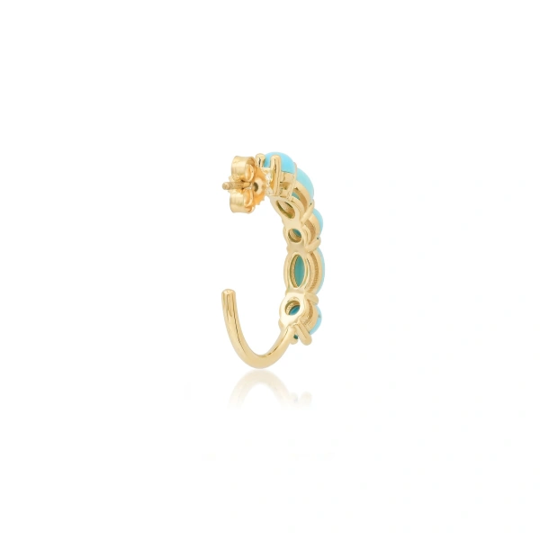 Jennifer Meyer Small Turquoise Mosaic Hoops in 18K Yellow Gold | Fine Earrings | Coveti