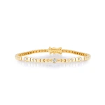 Jennifer Meyer Square Tennis Bracelet with 3 Illusion Set Diamond Accents in 18K Yellow Gold | Fine Bracelets | Coveti