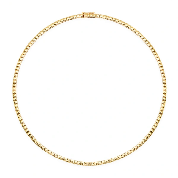 Jennifer Meyer Square Tennis Necklace in 18K Yellow Gold | Fine Necklaces | Coveti