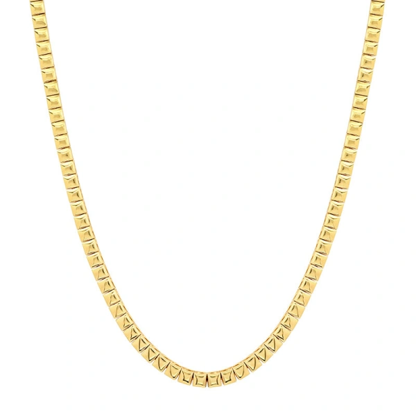 Square Tennis Necklace in 18K Yellow Gold