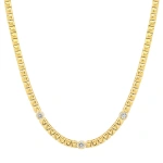 Jennifer Meyer Square Tennis Necklace with 3 Illusion Set Diamond Accents in 18K Yellow Gold | Fine Necklaces | Coveti