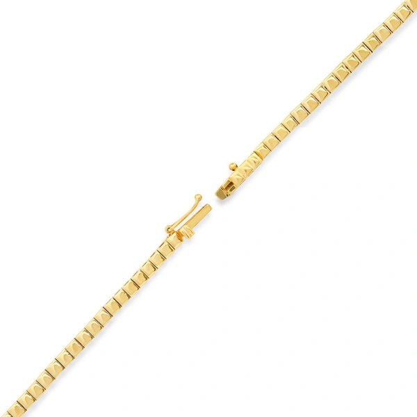 Jennifer Meyer Square Tennis Necklace with 3 Illusion Set Diamond Accents in 18K Yellow Gold | Fine Necklaces | Coveti