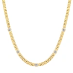 Jennifer Meyer Square Tennis Necklace with 5 Illusion Set Diamond Accents in 18K Yellow Gold | Fine Necklaces | Coveti
