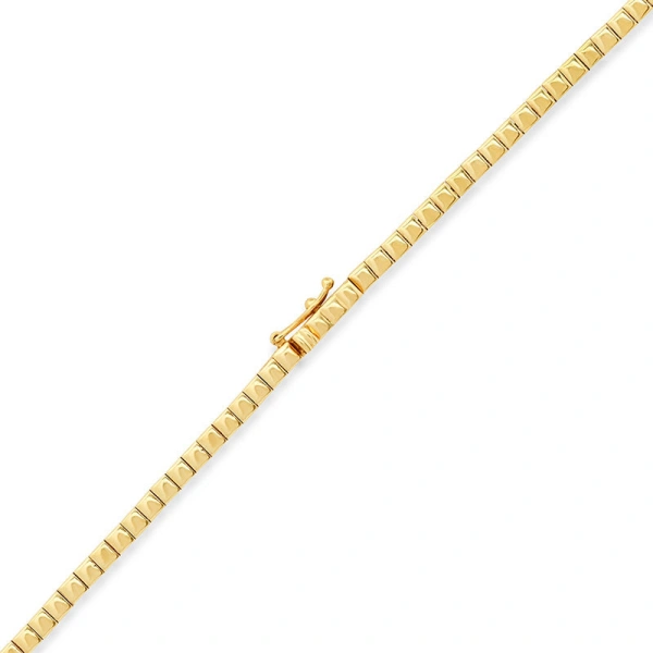 Jennifer Meyer Square Tennis Necklace with 5 Illusion Set Diamond Accents in 18K Yellow Gold | Fine Necklaces | Coveti