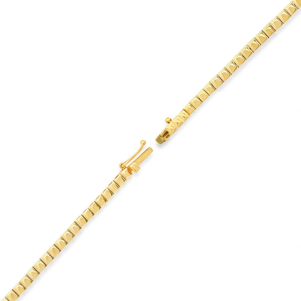 Jennifer Meyer Square Tennis Necklace with 5 Illusion Set Diamond Accents in 18K Yellow Gold | Fine Necklaces | Coveti