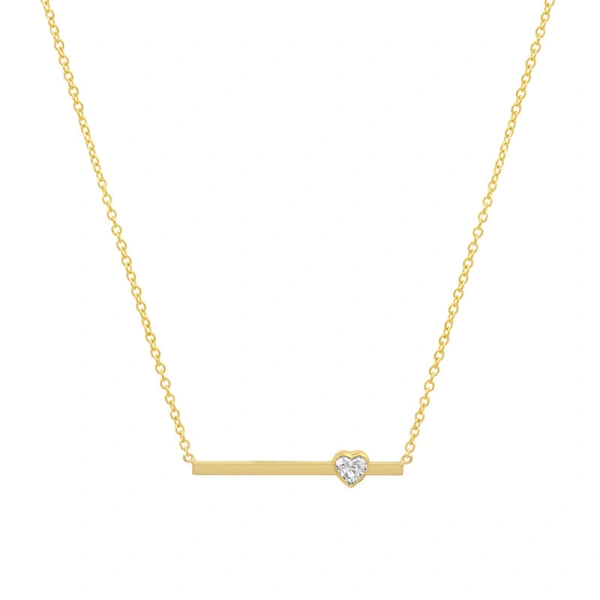Jennifer Meyer Stick Necklace With Heart Cut Diamond Accent in 18K Yellow Gold | Fine Necklaces | Coveti