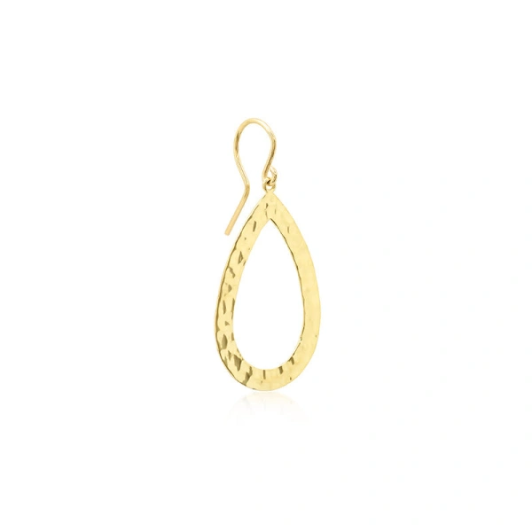 Jennifer Meyer Thin Hammered Open Teardrop Earrings in 18K Yellow Gold | Fine Earrings | Coveti